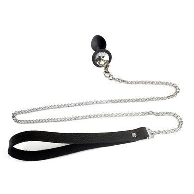 Силиконовая анальная пробка Art of Sex Silicone Anal Plug with Leash size L с поводком Black SO6181 фото