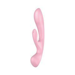 Двусторонний вибратор-кролик Satisfyer Triple Oh Pink, 3 мотора, рукоятка-массажер SO7780 фото