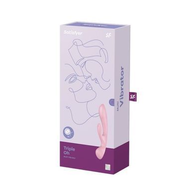 Двусторонний вибратор-кролик Satisfyer Triple Oh Pink, 3 мотора, рукоятка-массажер SO7780 фото