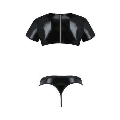 Комплект чоловічої білизни під латекс Passion 057 SET PETER XXL/XXXL Black, кроп-топ, стринги SO7635 фото