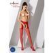 Эротические колготки-бодистокинг Passion S006 red, имитация чулок в крупную сетку и пояса PSS006R фото 2