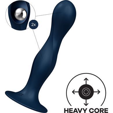 Дилдо Satisfyer Double Ball-R Dark Blue, унісекс, рухомі кульки всередині, на присосці SO8773 фото