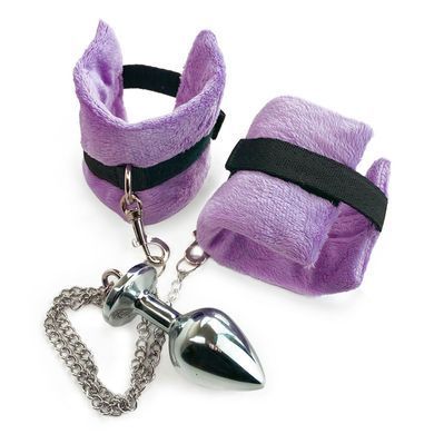 Наручники с металлической анальной пробкой Art of Sex Handcuffs with Metal Anal Plug size M Purple SO6183 фото