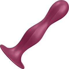 Дилдо Satisfyer Double Ball-R Red, унісекс, рухомі кульки всередині, на присосці SO8774 фото
