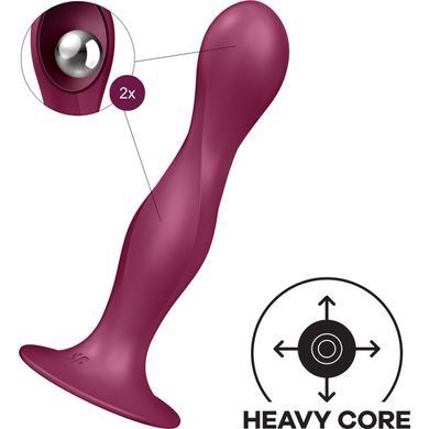 Дилдо Satisfyer Double Ball-R Red, унісекс, рухомі кульки всередині, на присосці SO8774 фото
