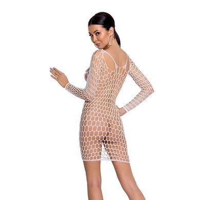 Бодистокинг-платье с глубоким воротом Passion BS093 white, длинные рукава SO6399 фото