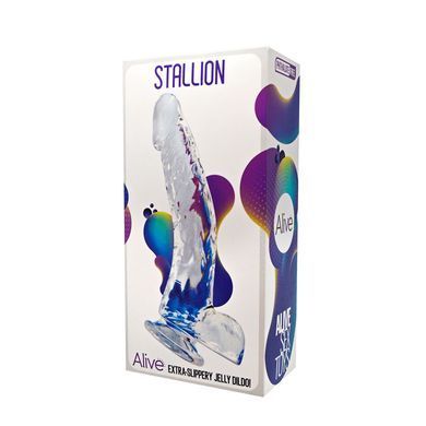 Прозрачный фаллоимитатор Alive Jelly Dildo Stallion, ТПЕ, присоска, диаметр 3,5 см, длина 22 см SO5028 фото