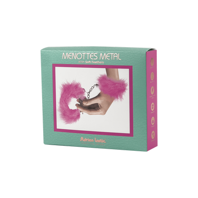 Наручники металлические Adrien Lastic Handcuffs Pink с розовой пушистой отделкой AD30301 фото