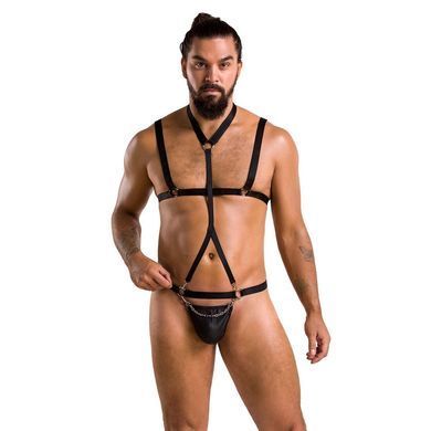Комплект чоловічої білизни зі стреп Passion 039 SET ANDREW L/XL Black, стринги, шлейки SO7588 фото