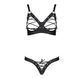 Комплект из экокожи Passion CELINE BIKINI L/XL, black, открытый бра с лентами, стринги со шнуровкой SO6400 фото 3