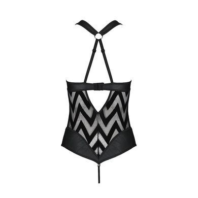 Сетчатый боди с халтером и ритмичным рисунком Passion Hima Body L/XL, black SO5346 фото