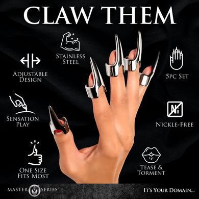 Набір кілець з кігтями Master Series Five-Piece Sensation Claw Rings - Silver SX1191 фото