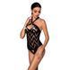 Сетчатый боди с халтером и ритмичным рисунком Passion Hima Body L/XL, black SO5346 фото 1