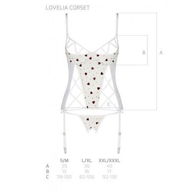 Корсет з підв'язками, стрінги Passion LOVELIA CORSET XXL/XXXL, white SO4770 фото