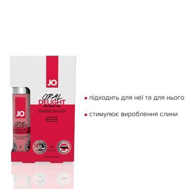Гель для оральных ласк JO Oral Delight &mdash; Strawberry Sensation (30 мл), эффект холод-тепло SO1496 фото