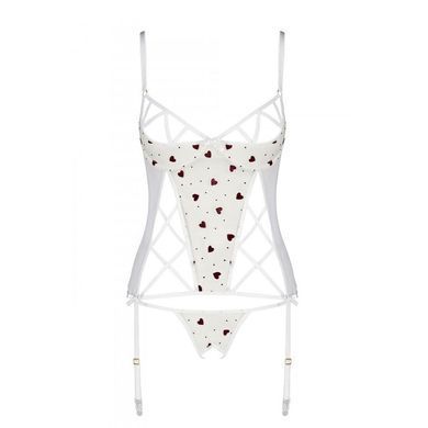 Корсет з підв'язками, стрінги Passion LOVELIA CORSET XXL/XXXL, white SO4770 фото