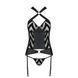Сітчастий комплект з візерунком Passion HIMA CORSET L/XL black корсет з халтером, підв'язки, трусики SO5349 фото 5