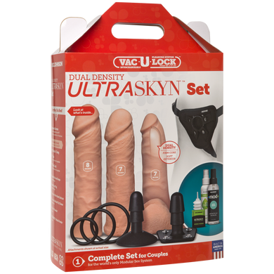 Набір для страпона Doc Johnson Vac-U-Lock Dual Density UltraSKYN Set, діаметр 3&times;4,5см SO1987 фото