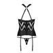 Сетчатый комплект с узором, корсет с халтером, подвязки, трусики Passion HIMA CORSET S/M, black SO5350 фото 6