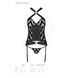 Сетчатый комплект с узором, корсет с халтером, подвязки, трусики Passion HIMA CORSET S/M, black SO5350 фото 7