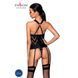 Сетчатый комплект с узором, корсет с халтером, подвязки, трусики Passion HIMA CORSET S/M, black SO5350 фото 2