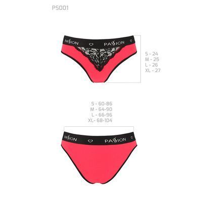 Трусики с широкой резинкой и кружевом Passion PS001 PANTIES XL, red-black SO4170 фото