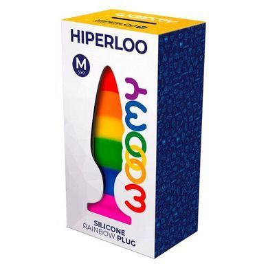 Силиконовая анальная пробка Wooomy Hiperloo Silicone Rainbow Plug M, диаметр 2,9 см, длина 11 см SO7435 фото