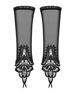 Сетчатые митенки с кружевом Obsessive Luiza mittens One size, черные SO7289 фото