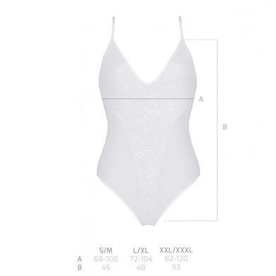 Боди с ажурным декором и открытым шагом Passion URSULA BODY XXL/XXXL, white SO5834 фото