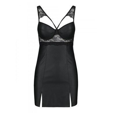 Бэби-долл из эко-кожи и кружева Passion LOONA CHEMISE L/XL, black SO5358 фото