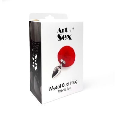 Металлическая анальная пробка М Art of Sex - Metal Butt plug Rabbit Tail Black, диаметр 3,4 см SO6961 фото