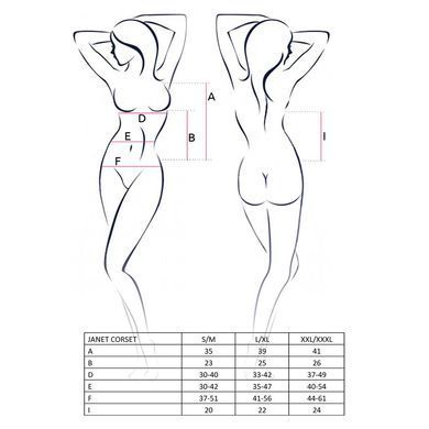 Корсет з пажами Passion JANET CORSET XXL/XXXL, white, трусики, напівпрозорий EL11806 фото