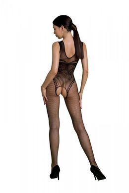 Бодистокинг Passion ECO BS003, черный, One Size, открытая промежность, имитация корсета и чулок SX1244 фото
