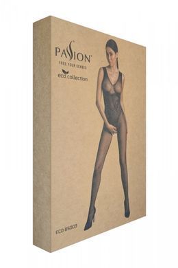 Бодистокинг Passion ECO BS003, черный, One Size, открытая промежность, имитация корсета и чулок SX1244 фото