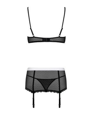 Эротический костюм горничной Obsessive Maidme set 5pcs S/M, бюстгальтер, пояс с фартуком, чулки SO7290 фото