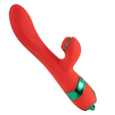 Вибратор-кролик с пульсацией и флоггером LOCKINK SEVANDA Whip Vibrating Massage Wand, красно-зеленый SX0903 фото