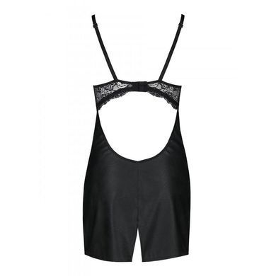 Бэби-долл из эко-кожи и кружева Passion LOONA CHEMISE XXL/XXXL, black SO5360 фото