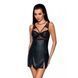 Бэби-долл из эко-кожи и кружева Passion LOONA CHEMISE XXL/XXXL, black SO5360 фото 1