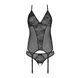 Корсет із пажами, трусики з ажурним декором та відкритим кроком Passion URSULA CORSET S/M, black SO5836 фото 4