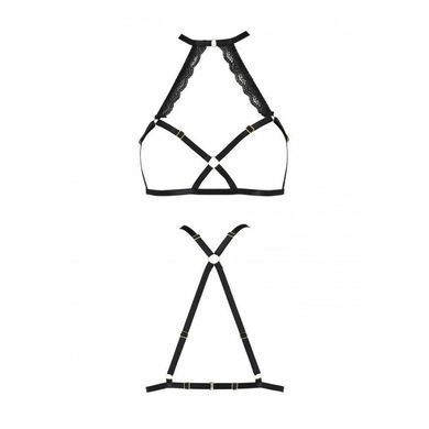 Портупея из стреп с кружевом Passion Exclusive LORRY BRA XXL/XXXL, black, стринги в комплекте SO6416 фото