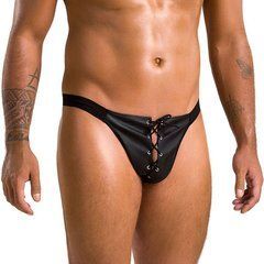 Чоловічі сліпи на шнурівці Passion 044 SLIP BEN XXL/XXXL Black, екошкіра, люверси SO7605 фото