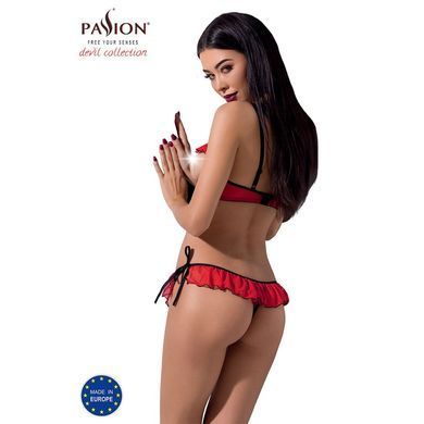 Комплект білизни Passion Exclusive CHERRY SET OpenBra L/XL, red, відкритий ліф, трусики-спідничка PS25507 фото